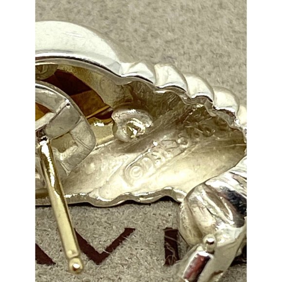 David Yurman Heart Citrine Shrimp Sterling Silver 14K Gold French Clip Earrings - Picture 12 of 12